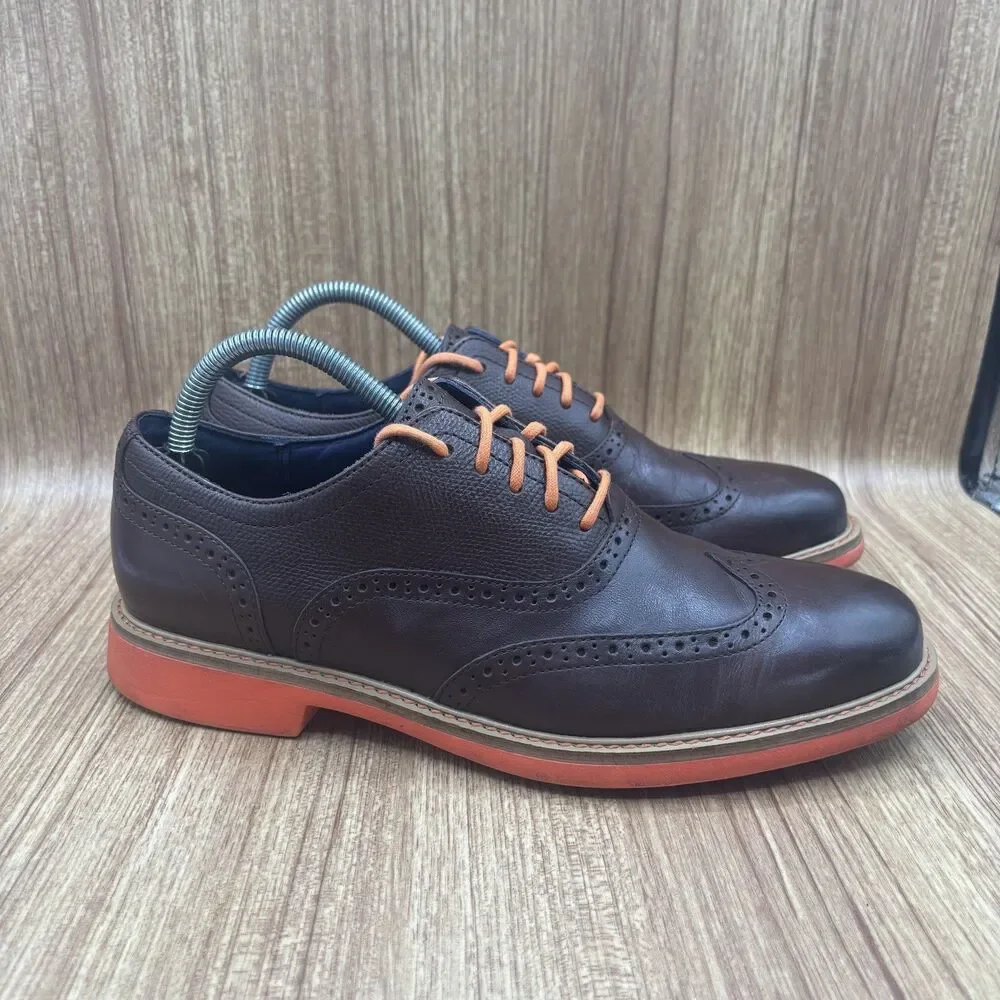 Cole Haan Great Jones Leather Wing Tip Shoes‎ Men’s Size 8 M Brown Orange C11235